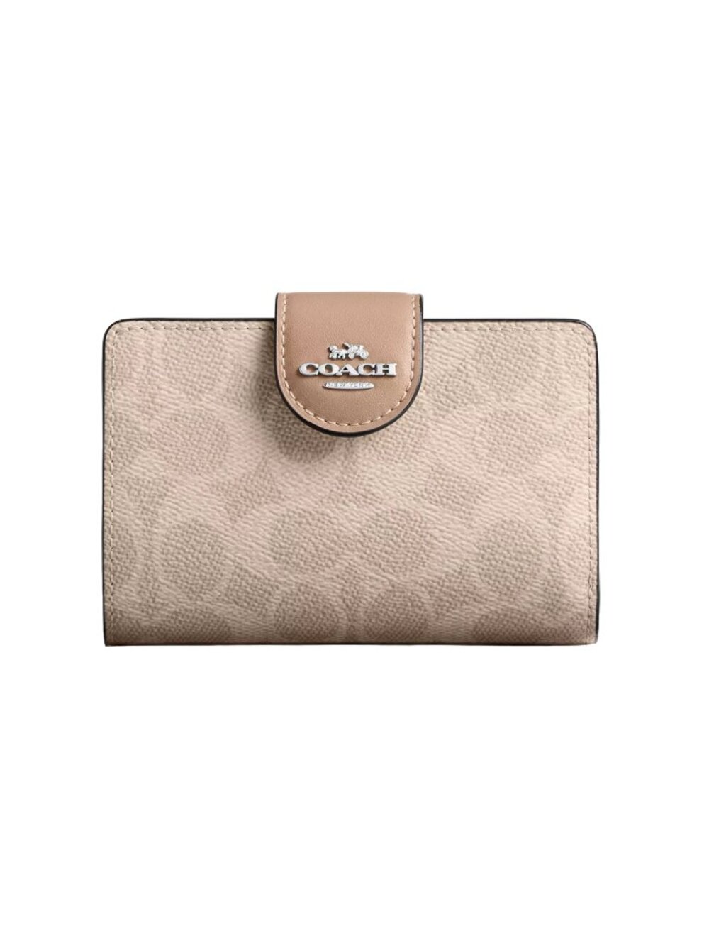 NWT- Women's Coach Medium Corner Zip Wallet, Signature Canvas, Silver/Sand/Taupe - Picture 10 of 10